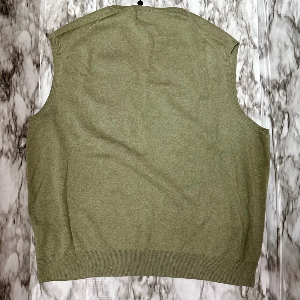 Polo Ralph Lauren Men Sz 3XB Green 100% Pima Cotton Golf Sweater Vest Preppy RL